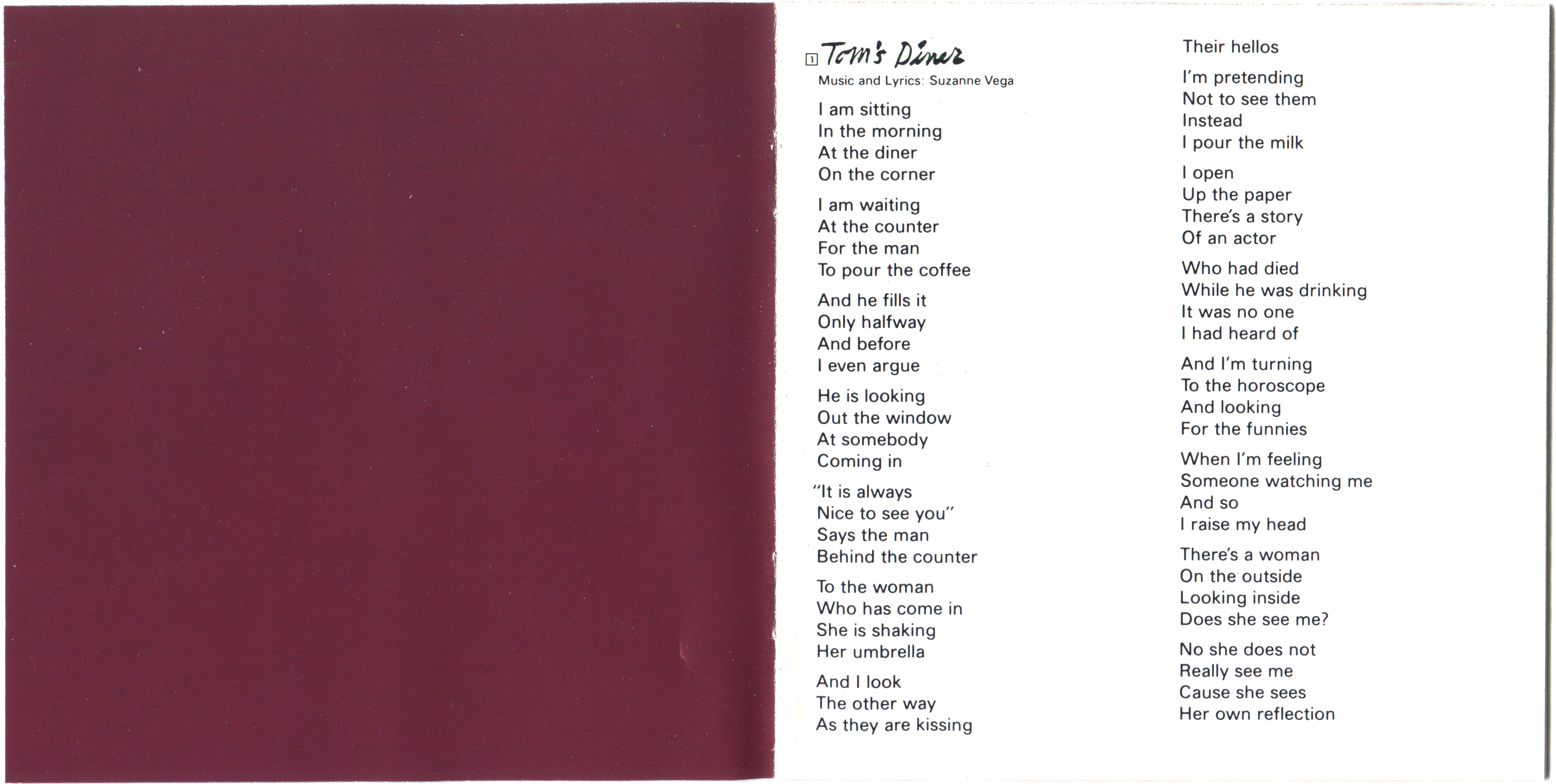 Suzanne Vega  Solitude Standing : Booklet 1